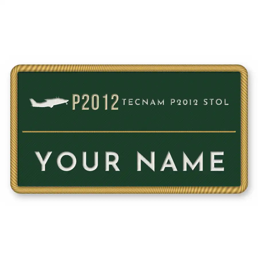 Tecnam P2012 STOL Patches - Rectangle + Name - Forest Gold