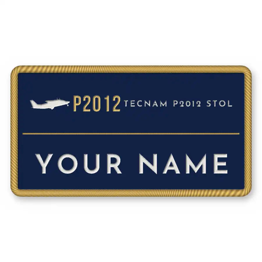 Tecnam P2012 STOL Patches - Rectangle + Name - Navy Gold