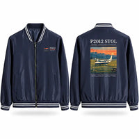 Thumbnail for Tecnam P2012 STOL Stylish Jackets - Baseball Collar - Poster - Navy Blue