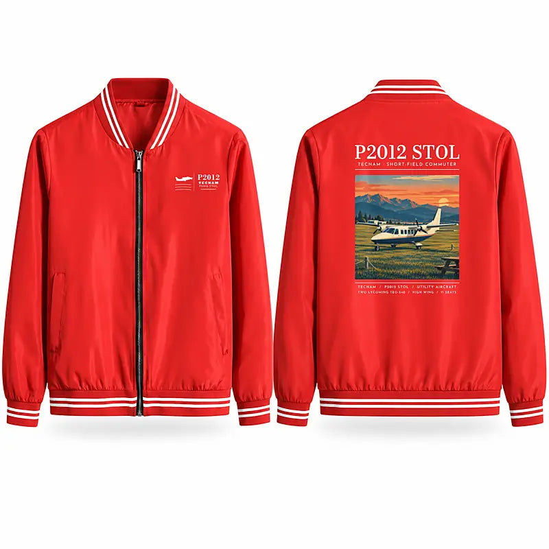 Tecnam P2012 STOL Stylish Jackets - Baseball Collar - Poster - Red