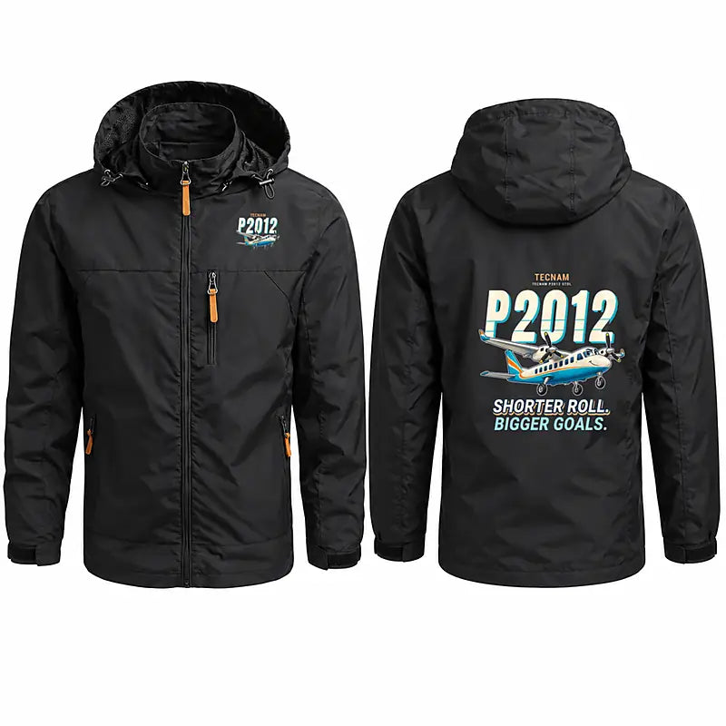 Tecnam P2012 STOL Stylish Jackets - Hooded Windbreaker - Cartoon - Black