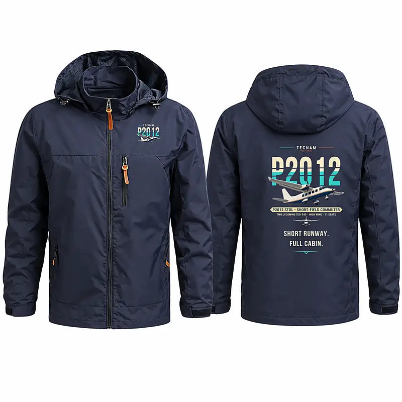 Tecnam P2012 STOL Stylish Jackets - Hooded Windbreaker - Original - Navy Blue