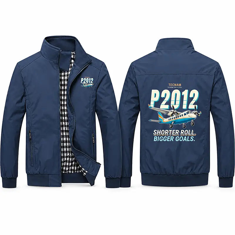Tecnam P2012 STOL Stylish Jackets - Stand Collar - Cartoon - Navy Blue
