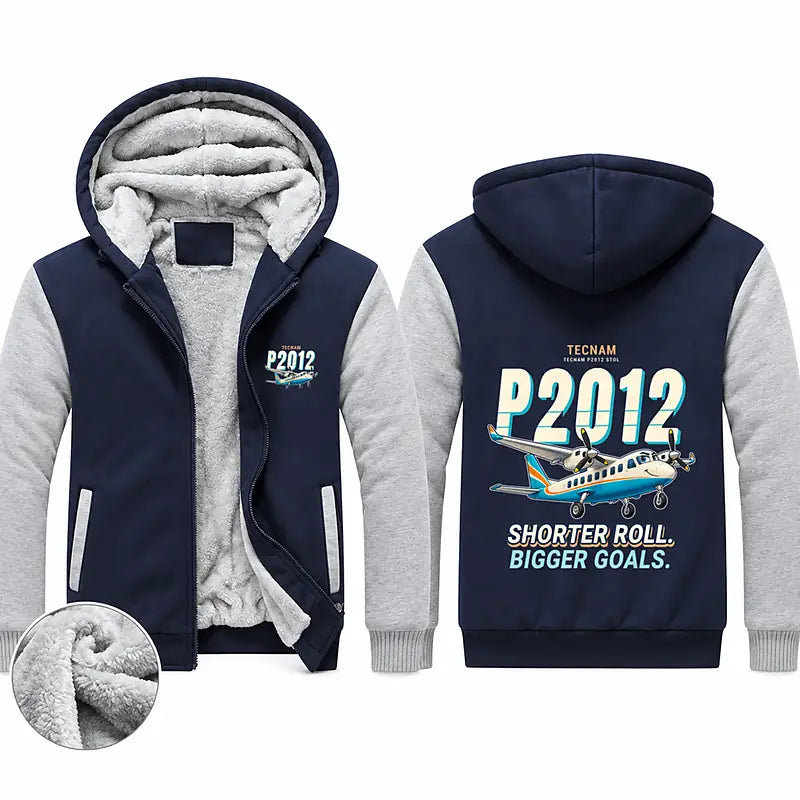 Tecnam P2012 STOL Zipped Sweatshirts - Cartoon - Navy & Gray