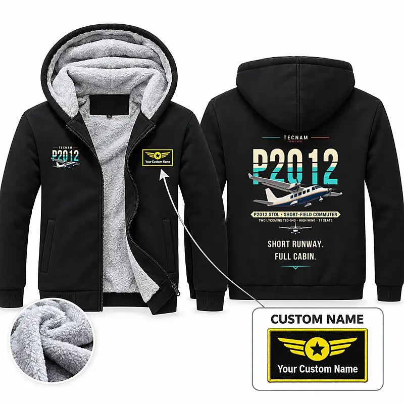 Tecnam P2012 STOL Zipped Sweatshirts - Original + Name - Black