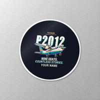 Thumbnail for Tecnam P2012 Traveller - Cartoon + Name - Circle Sticker - Close-up