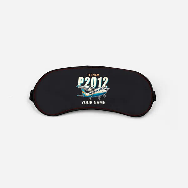 Tecnam P2012 Traveller - Cartoon + Name - Sleep Mask - Black