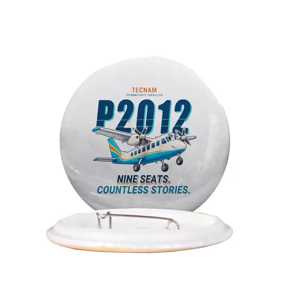 Tecnam P2012 Traveller - Cartoon - Pin - White