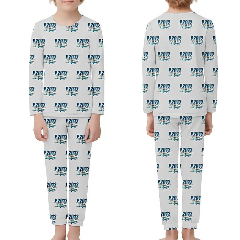 Tecnam P2012 Traveller - Children Pajamas - Cartoon Pattern - Light Gray