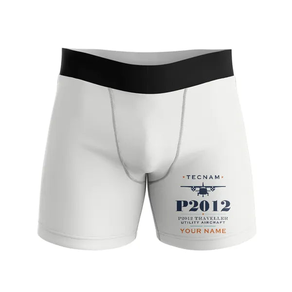 Tecnam P2012 Traveller - Men Boxers - Heritage + Name - White
