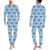 Thumbnail for Tecnam P2012 Traveller - Men Pajamas - Cartoon Pattern - Light Blue