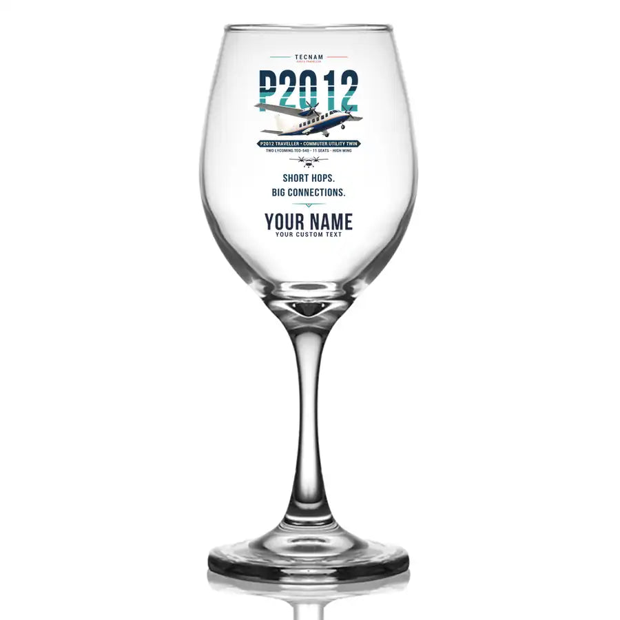 Tecnam P2012 Traveller - Original + Name - Wine Glass