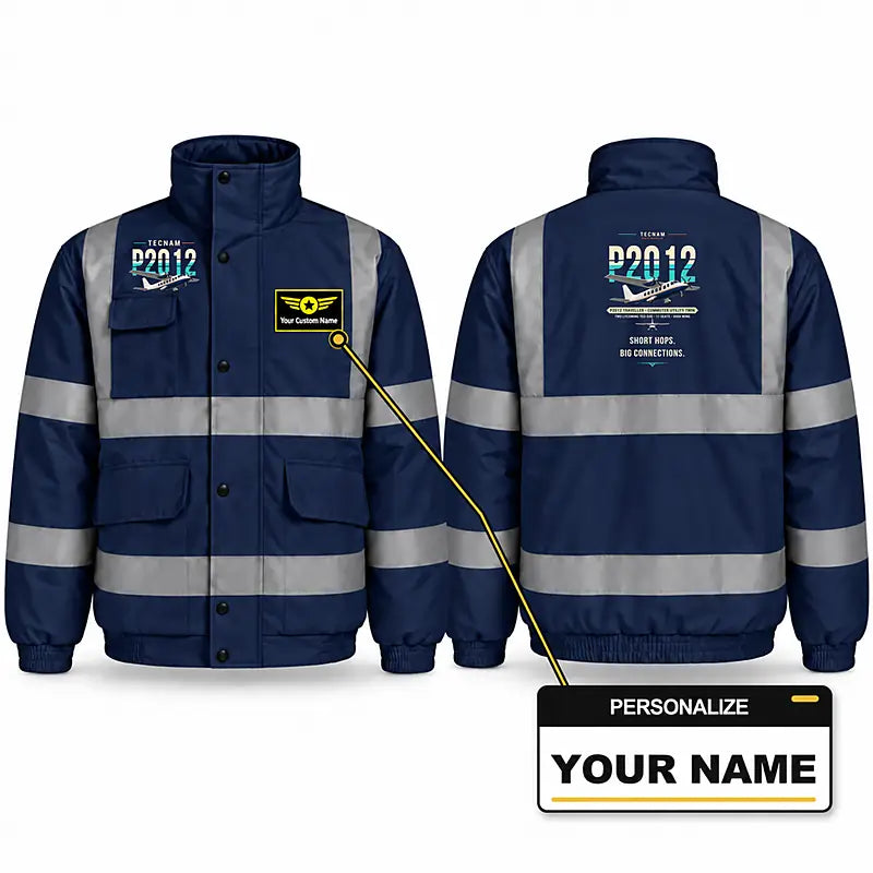 Tecnam P2012 Traveller Reflective Winter Jackets - Original + Name - Navy Blue