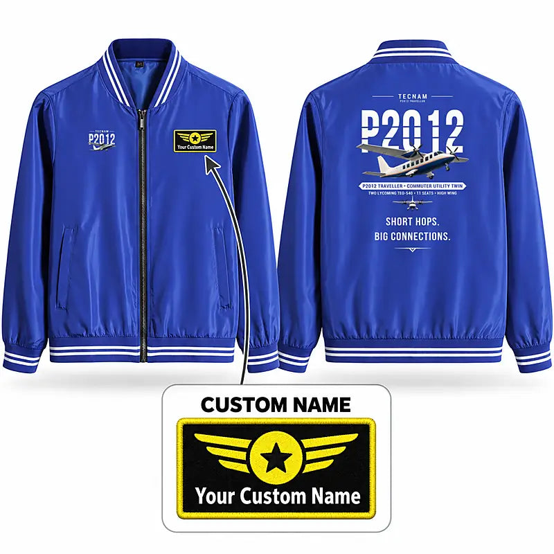 Tecnam P2012 Traveller Stylish Jackets - Baseball Collar - Original + Name - Royal Blue