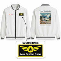 Thumbnail for Tecnam P2012 Traveller Stylish Jackets - Baseball Collar - Poster + Name - White