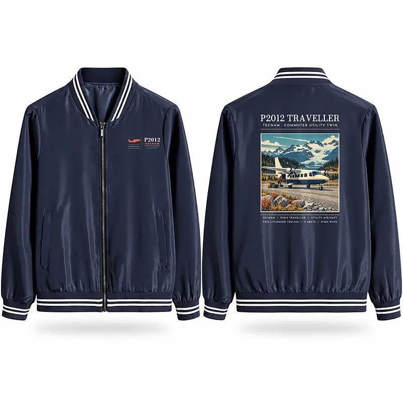 Tecnam P2012 Traveller Stylish Jackets - Baseball Collar - Poster - Navy Blue