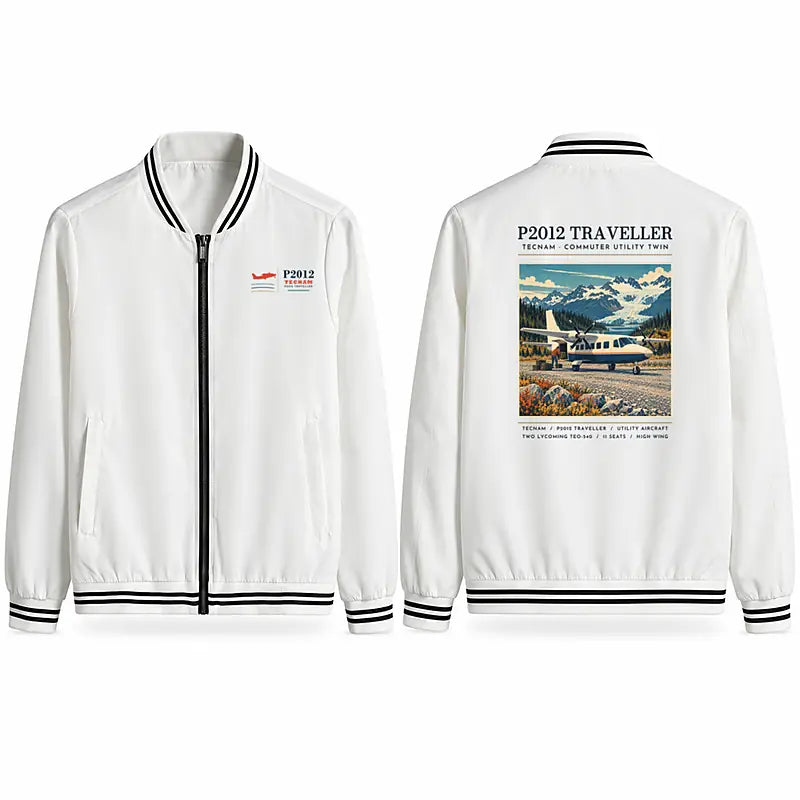 Tecnam P2012 Traveller Stylish Jackets - Baseball Collar - Poster - White