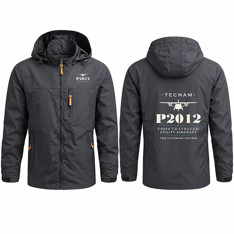 Tecnam P2012 Traveller Stylish Jackets - Hooded Windbreaker - Heritage - Charcoal