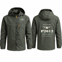 Thumbnail for Tecnam P2012 Traveller Stylish Jackets - Hooded Windbreaker - Heritage - Olive Green