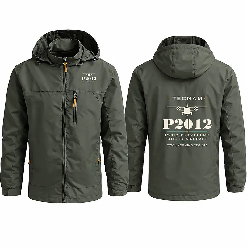 Tecnam P2012 Traveller Stylish Jackets - Hooded Windbreaker - Heritage - Olive Green