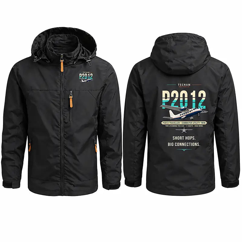 Tecnam P2012 Traveller Stylish Jackets - Hooded Windbreaker - Original - Black