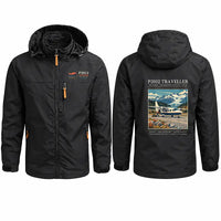 Thumbnail for Tecnam P2012 Traveller Stylish Jackets - Hooded Windbreaker - Poster - Black