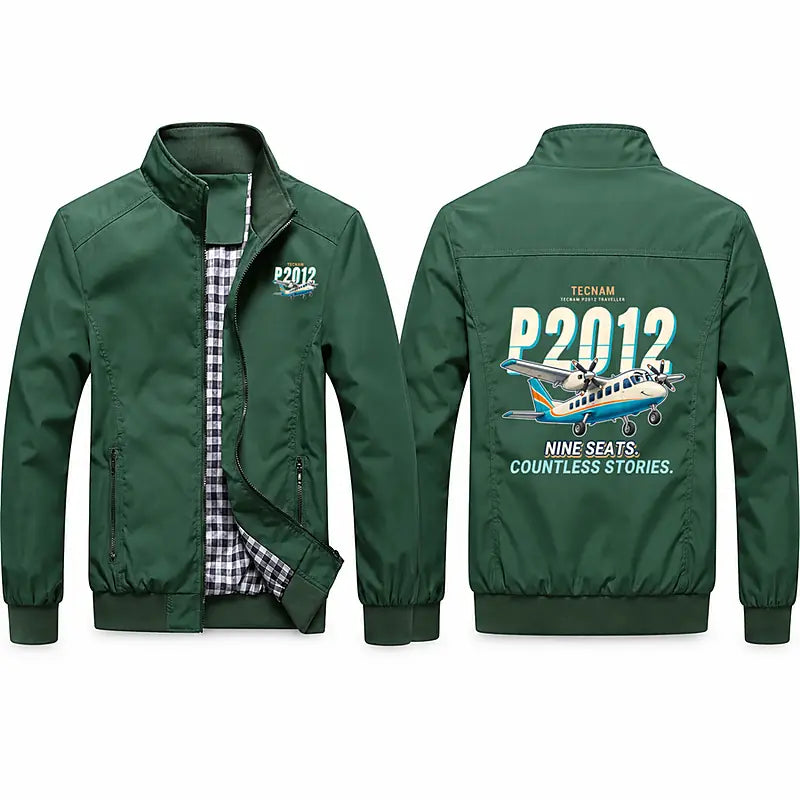 Tecnam P2012 Traveller Stylish Jackets - Stand Collar - Cartoon - Green