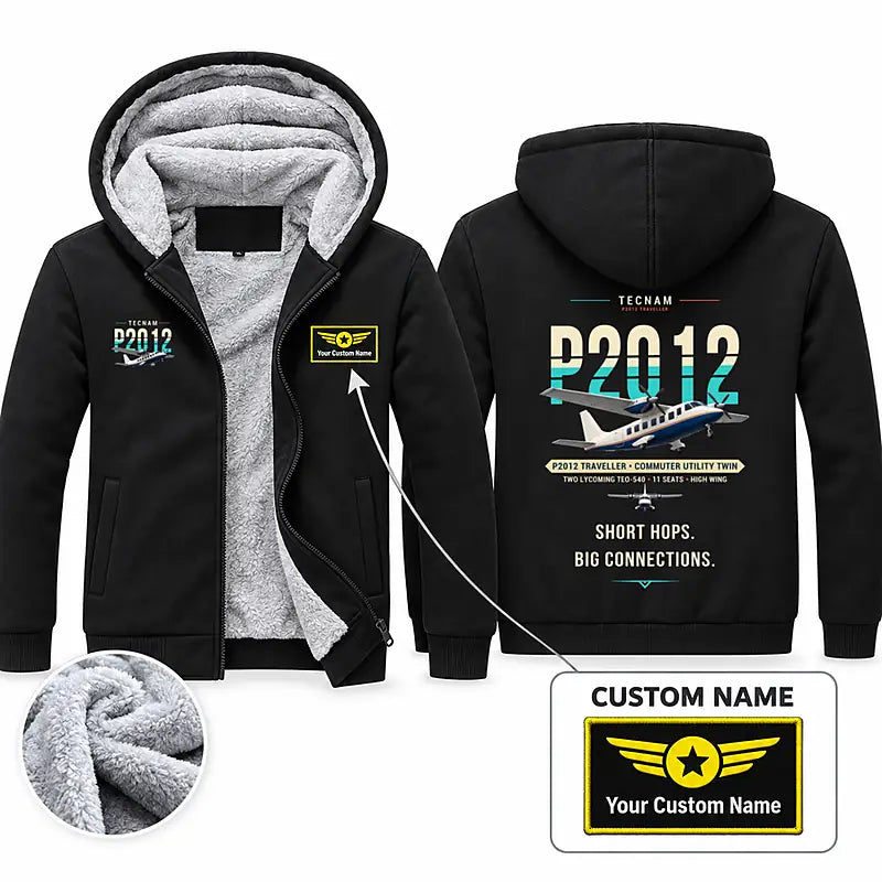 Tecnam P2012 Traveller Zipped Sweatshirts - Original + Name - Black