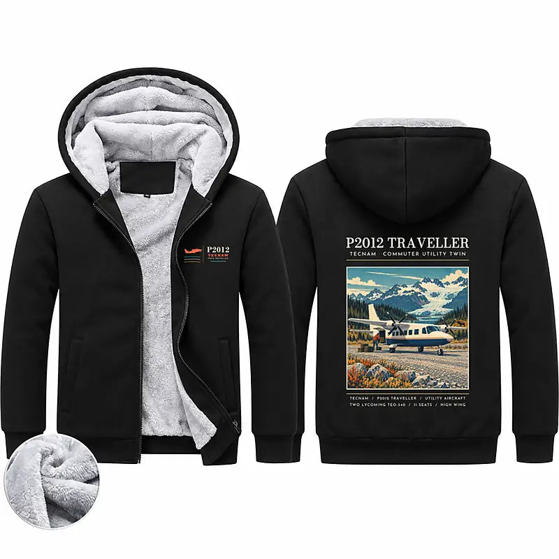 Tecnam P2012 Traveller Zipped Sweatshirts - Poster - Black