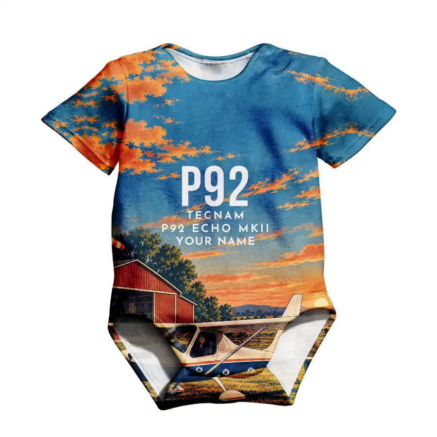 Tecnam P92 Echo MkII 3D All-Over Print Clothing - Baby Bodysuit - 3D + Name