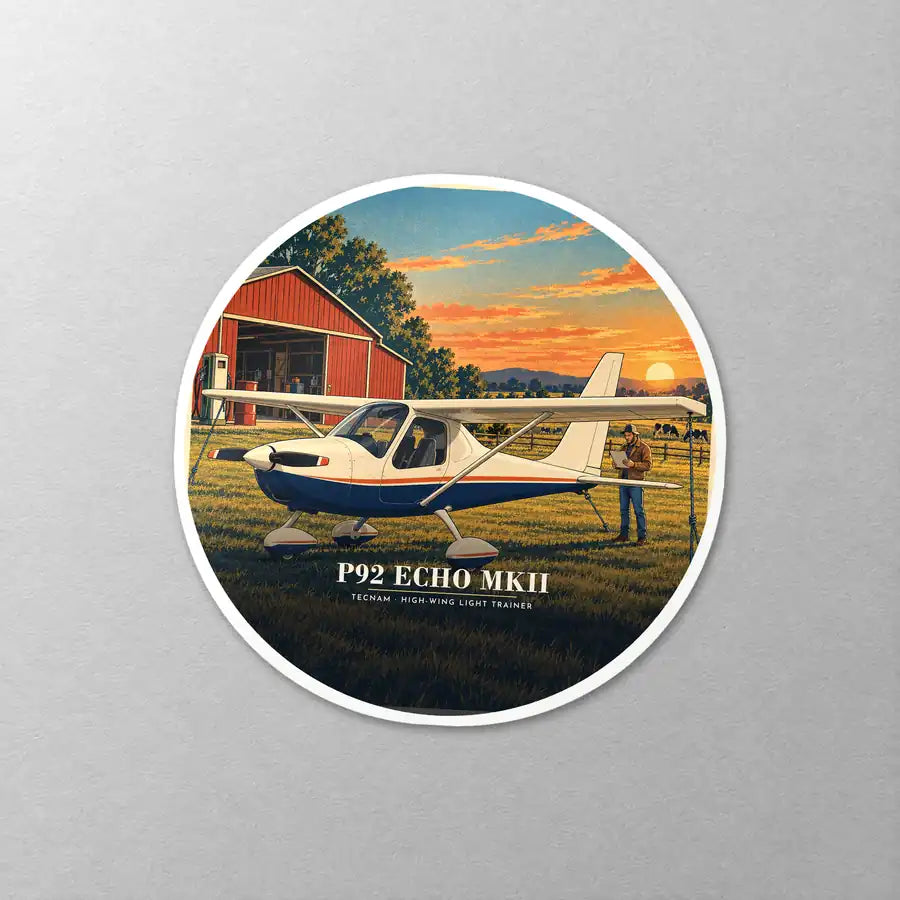 Tecnam P92 Echo MkII - 3D - Circle Sticker - Close-up