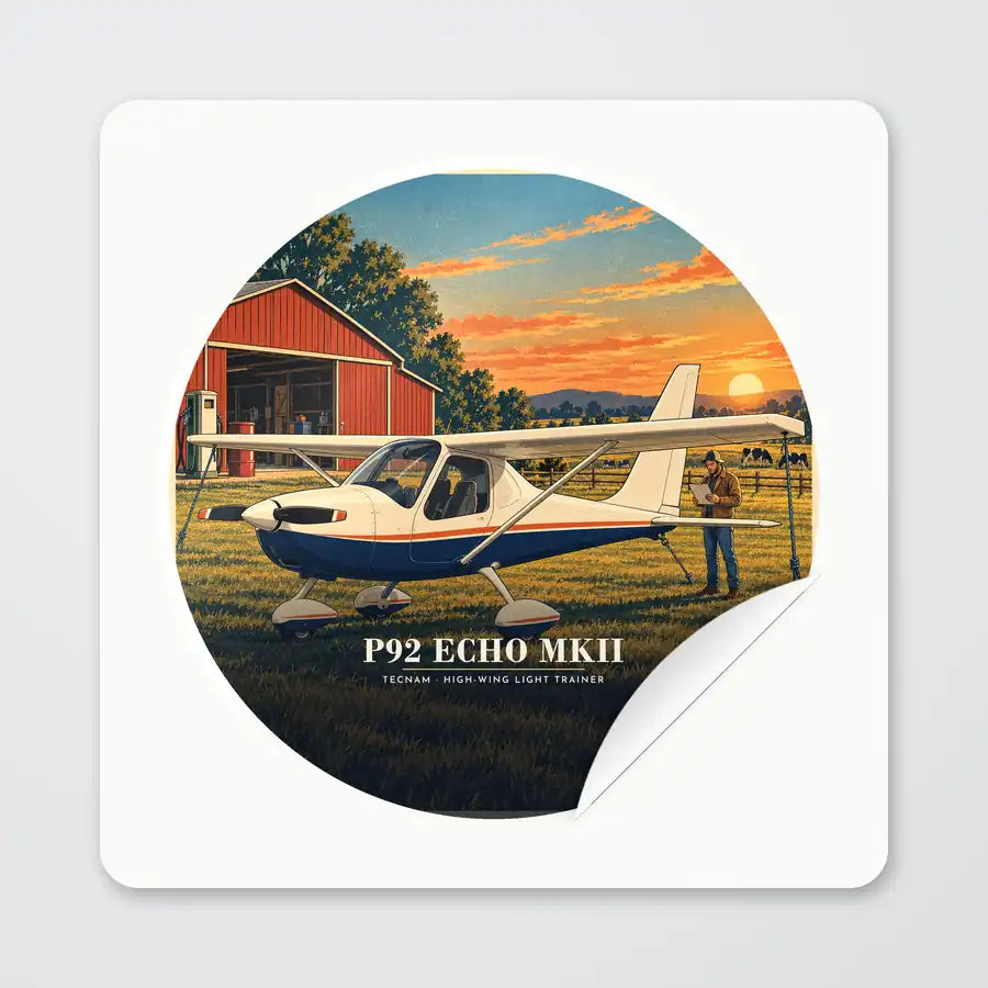 Tecnam P92 Echo MkII - 3D - Circle Sticker - Peel