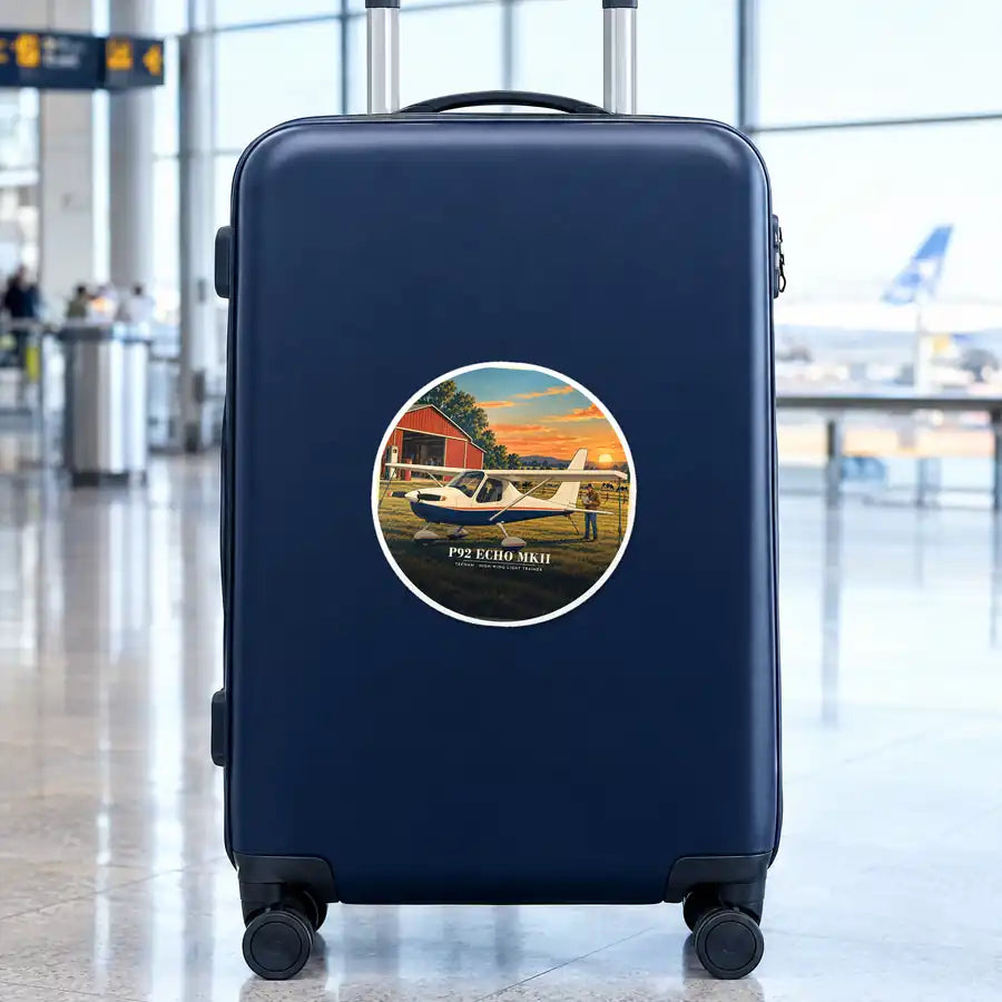 Tecnam P92 Echo MkII - 3D - Circle Sticker - Suitcase