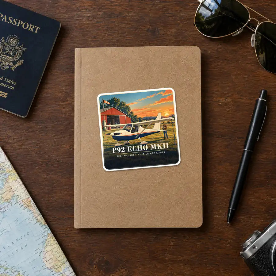 Tecnam P92 Echo MkII - 3D - Square Sticker - Notebook