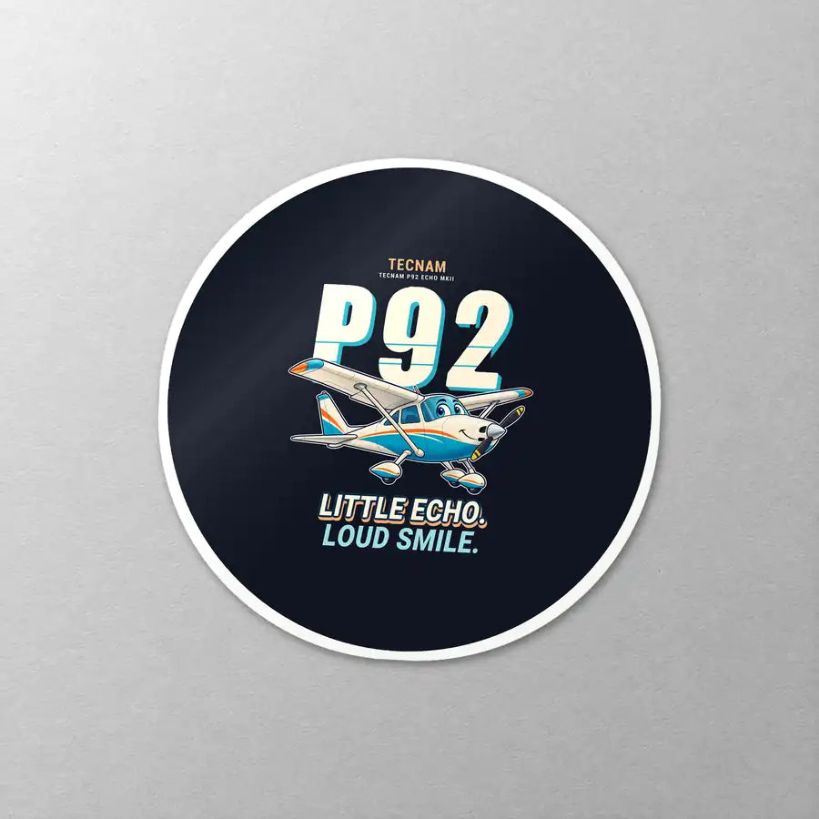 Tecnam P92 Echo MkII - Cartoon - Circle Sticker - Close-up