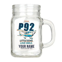 Thumbnail for Tecnam P92 Echo MkII - Cartoon + Name - Cocktail Glass (Mason Jar)