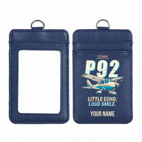 Thumbnail for Tecnam P92 Echo MkII - Cartoon - ID Card Holder - Navy Blue + Name