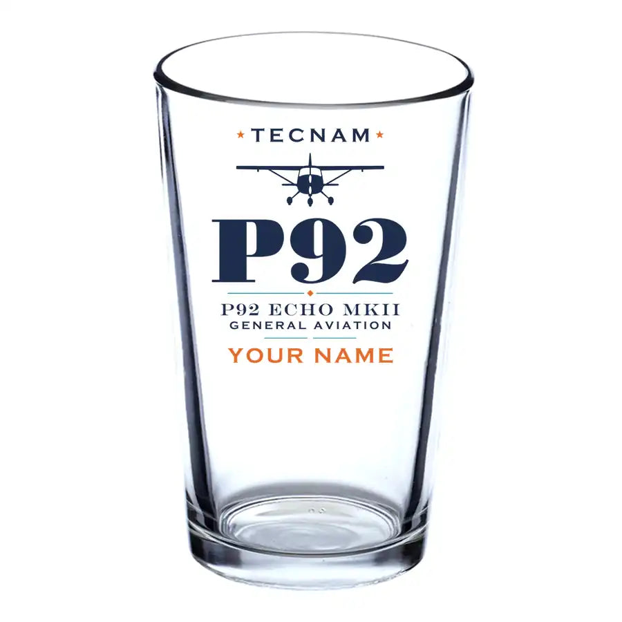 Tecnam P92 Echo MkII - Heritage + Name - Beer & Water Glass