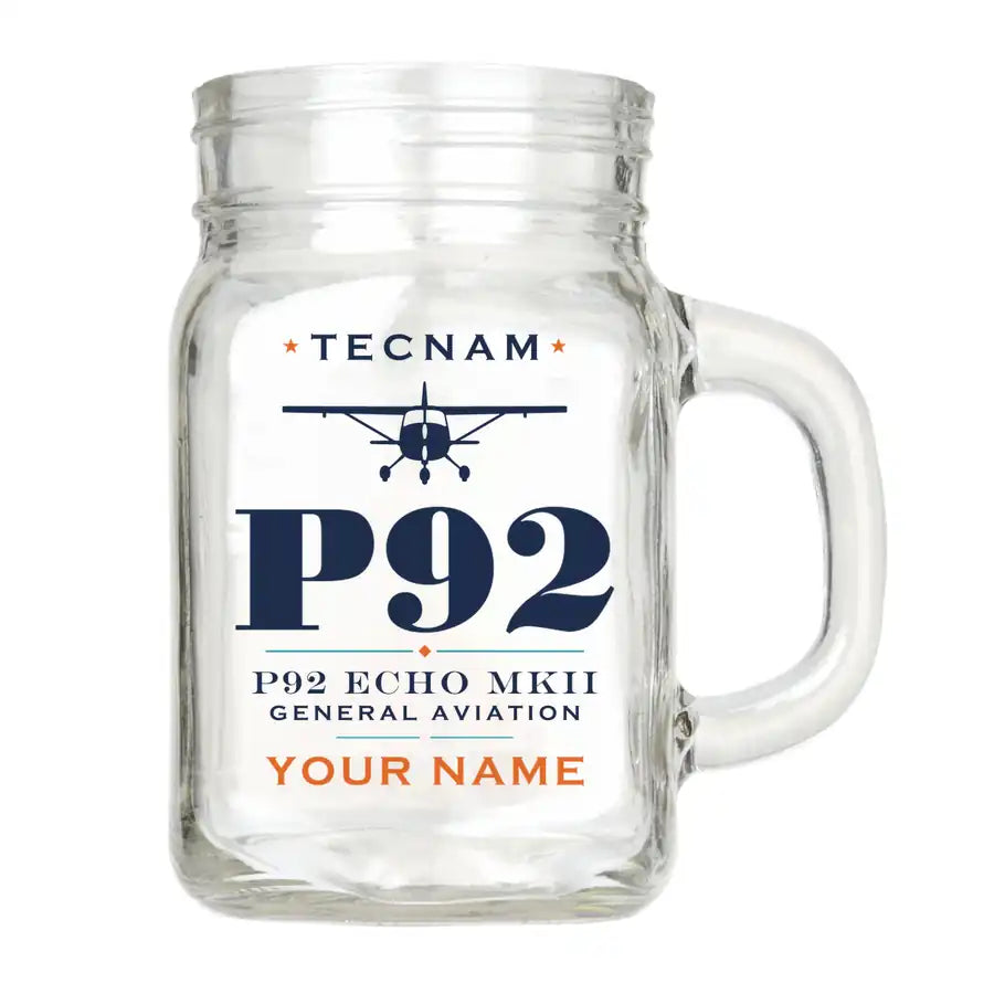 Tecnam P92 Echo MkII - Heritage + Name - Cocktail Glass (Mason Jar)
