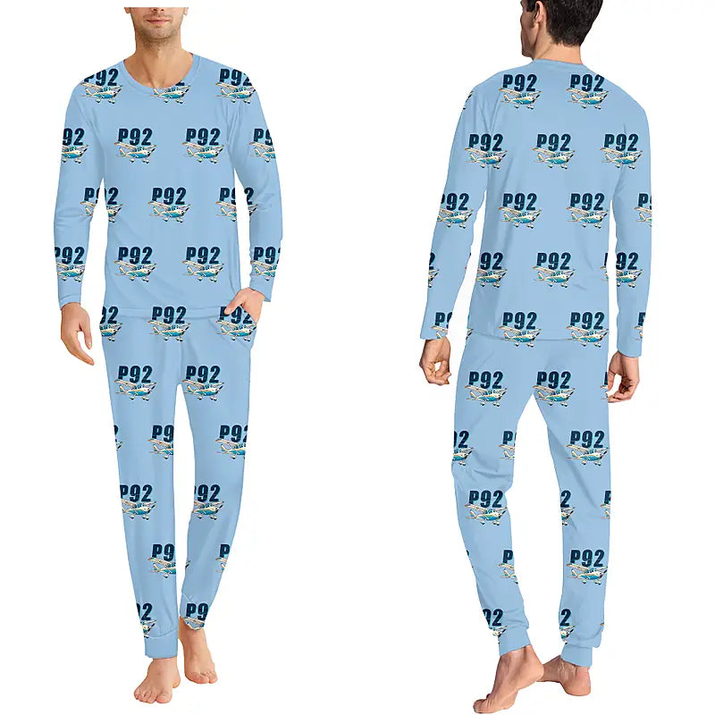 Tecnam P92 Echo MkII - Men Pajamas - Cartoon Pattern - Light Blue