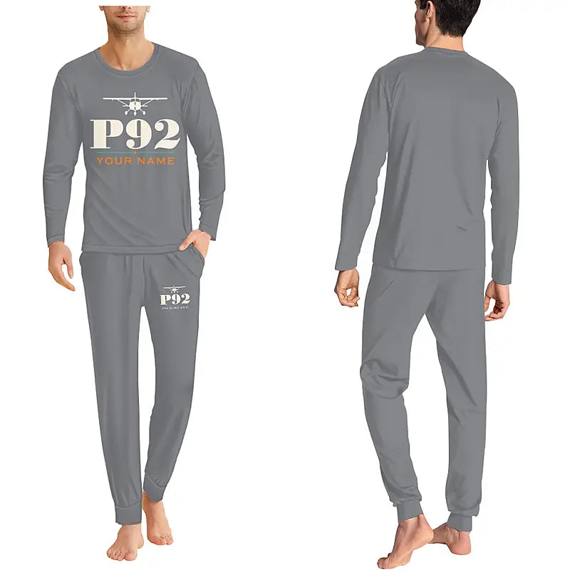 Tecnam P92 Echo MkII - Men Pajamas - Heritage Chest + Name - Gray