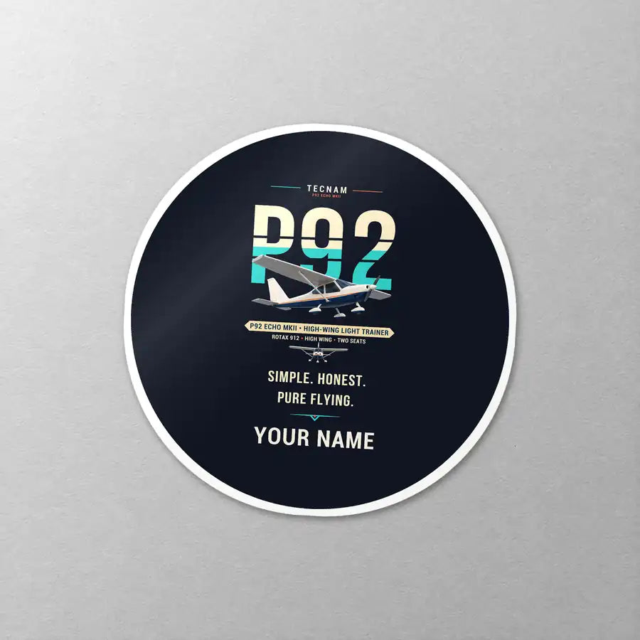 Tecnam P92 Echo MkII - Original + Name - Circle Sticker - Close-up