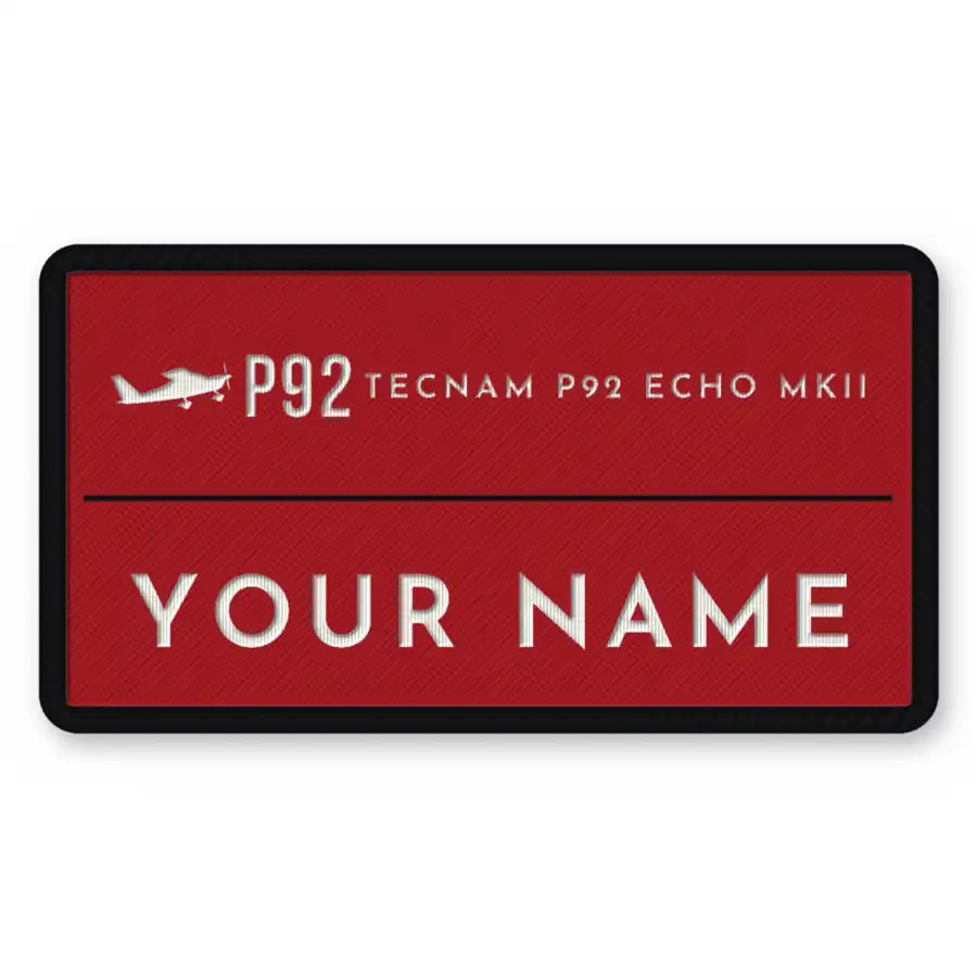Tecnam P92 Echo MkII Patches - Rectangle + Name - Red White