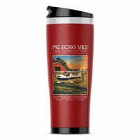 Thumbnail for Tecnam P92 Echo MkII - Poster - Stainless Steel (No Holder) - Red