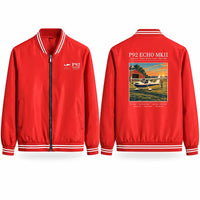Thumbnail for Tecnam P92 Echo MkII Stylish Jackets - Baseball Collar - Poster - Red