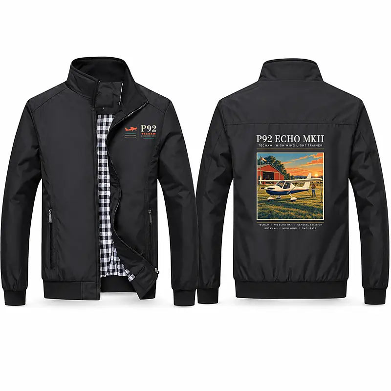 Tecnam P92 Echo MkII Stylish Jackets - Stand Collar - Poster - Black