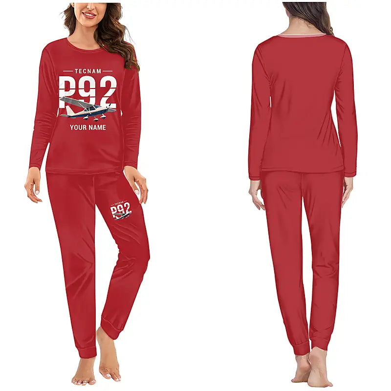 Tecnam P92 Echo MkII - Women Pajamas - Original Chest + Name - Red