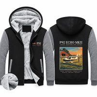 Thumbnail for Tecnam P92 Echo MkII Zipped Sweatshirts - Poster - Black & Gray