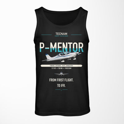 Tecnam P-Mentor design on black tank top
