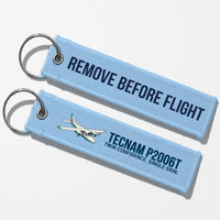 Thumbnail for Cartoon Tecnam P2006T Aviator Key Chains - Light Blue - Remove Before Flight